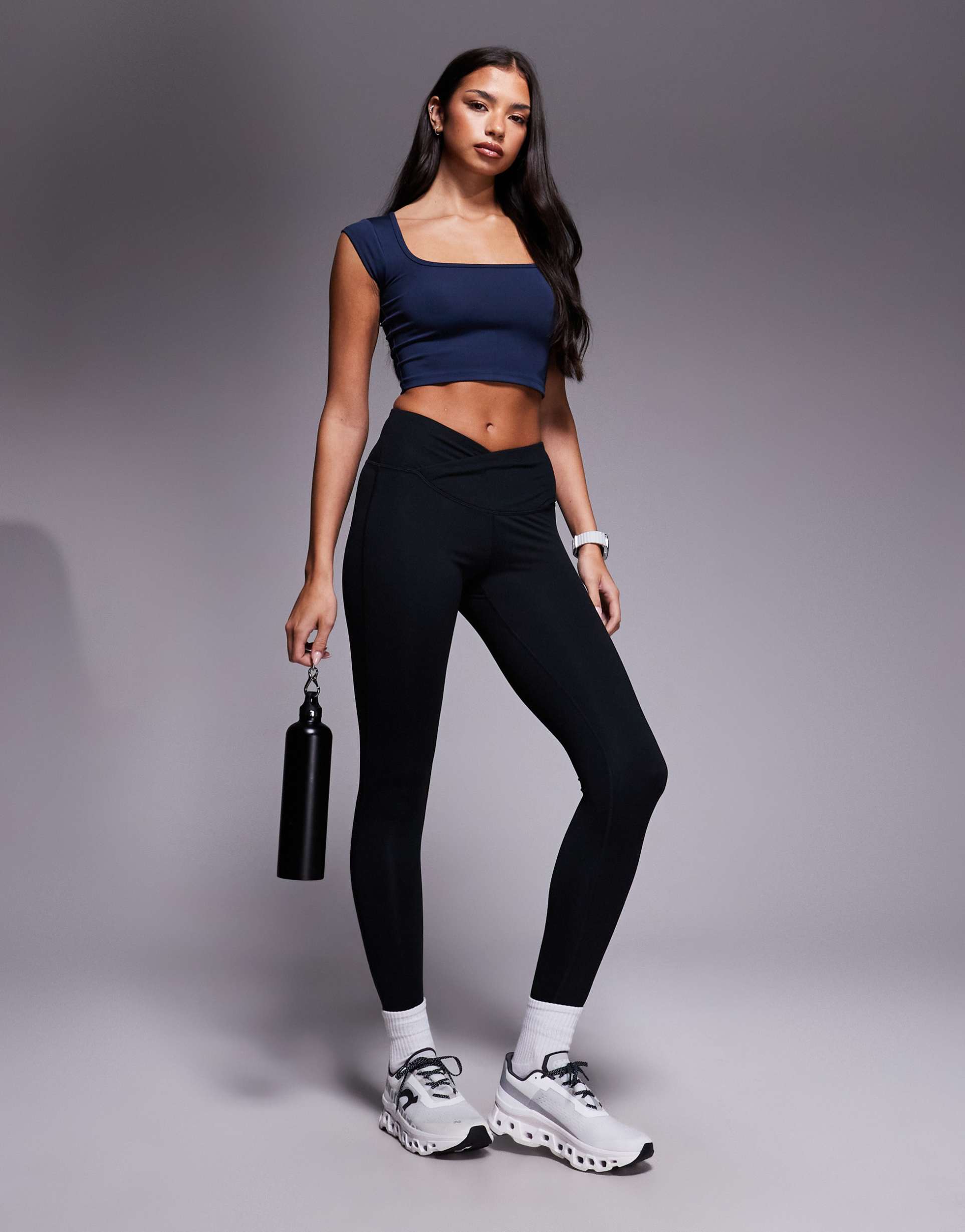4505 icon soft touch wrap waist yoga leggings in black