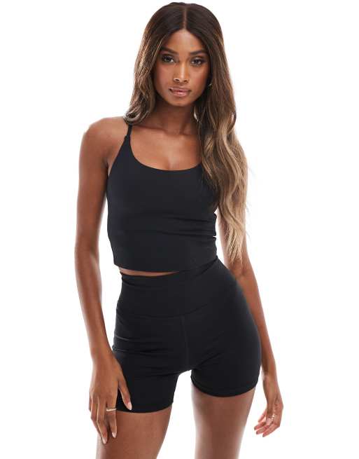 4505 Icon soft touch yoga cami singlet with inner bra in black
