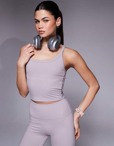 4505 Icon soft touch yoga cami with inner bra and adjustable straps in ash - view 1