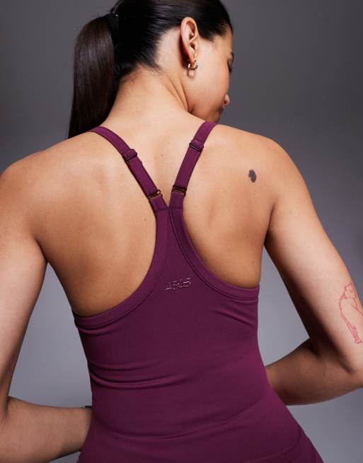 4505 Icon soft touch yoga cami with inner bra and adjustable straps in burgundy, 4 of 4