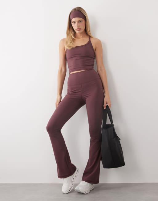 4505 Icon soft touch yoga cami with inner bra and adjustable straps in plum, 2 of 4