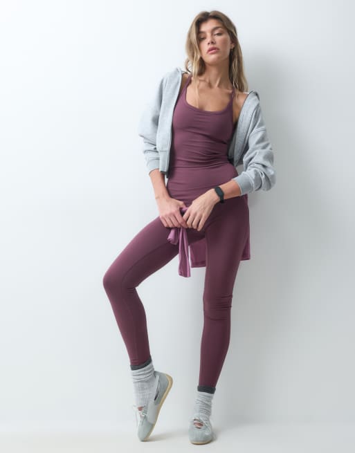 4505 Icon soft touch yoga cami with inner bra and adjustable straps in plum, 2 of 4