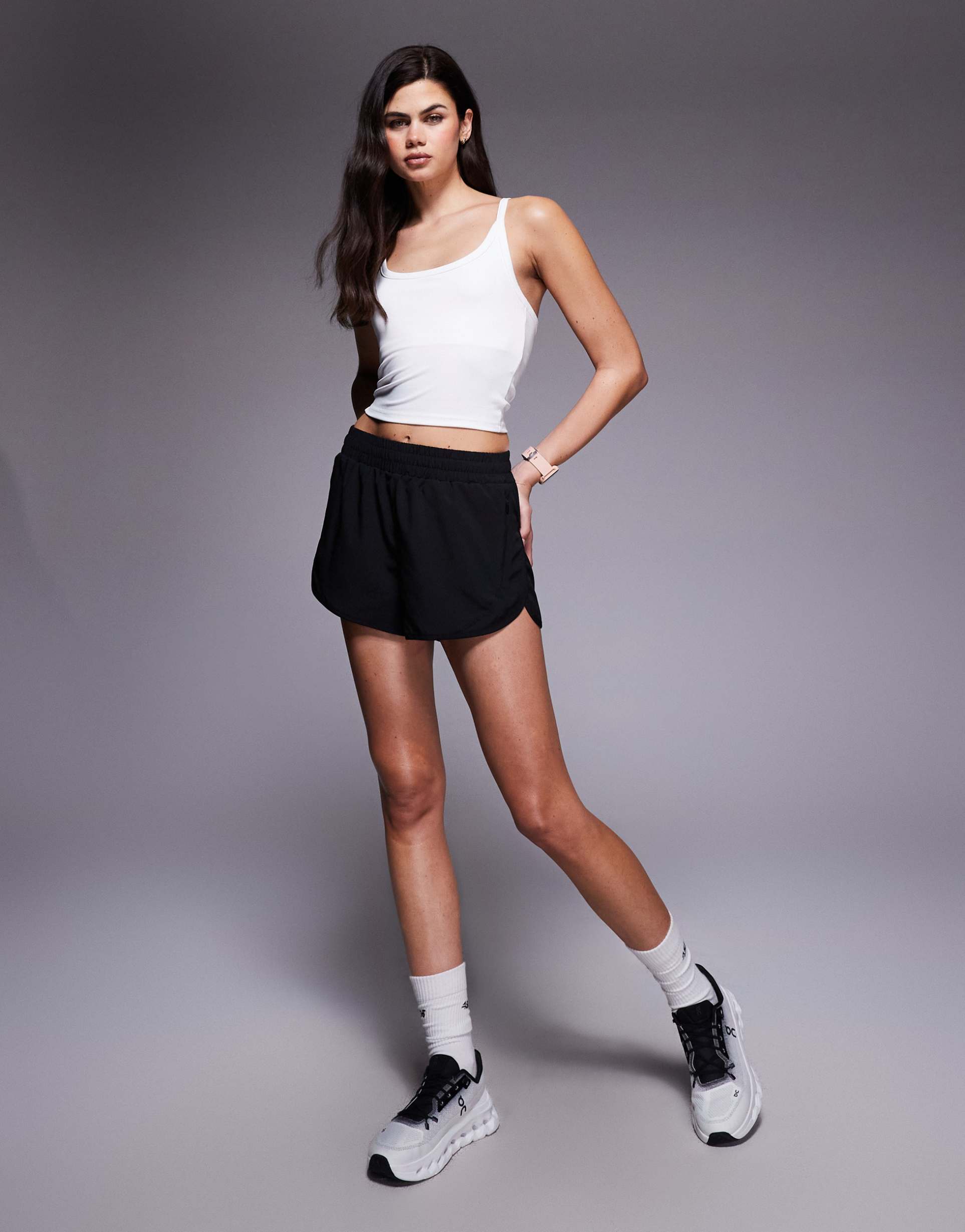 4505 icon soft touch yoga cami with inner bra and adjustable straps in white