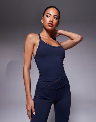 4505 Icon soft touch yoga cami with inner bra in midnight navy - view 1