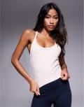 [ASOS] 4505 Icon soft touch yoga cami with inner bra in pearl blush-Pink L Pearl blush
