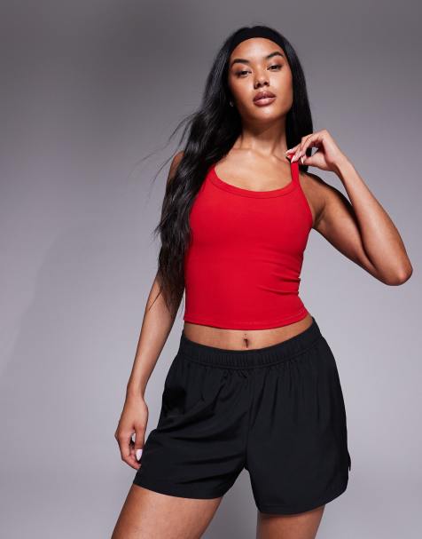 4505 Icon soft touch yoga cami with inner bra in red - view 1