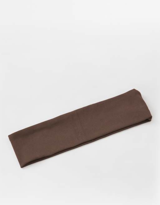 4505 Icon soft touch yoga wide headband in chocolate, 2 of 3