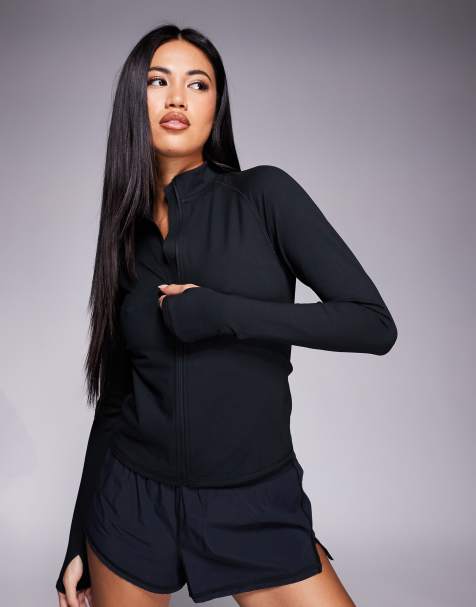 4505 Icon soft touch zip up performance long sleeve top in black - view 1
