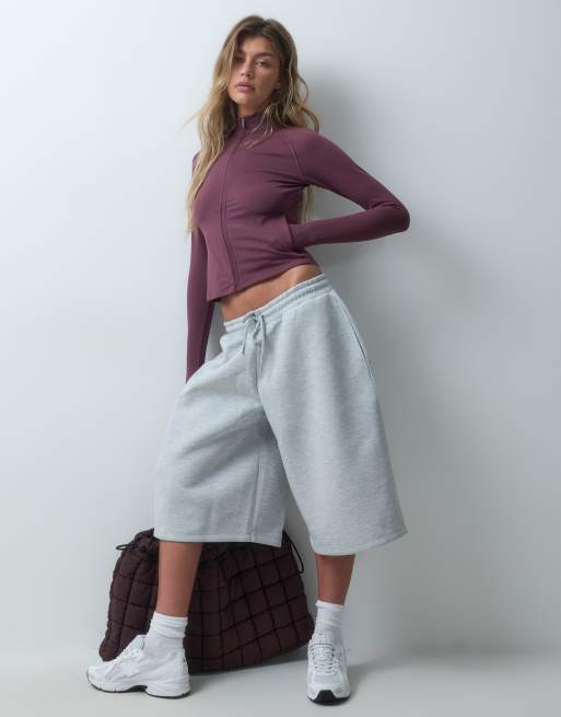 4505 Icon soft touch zip up studio long sleeve top in plum, 3 of 4
