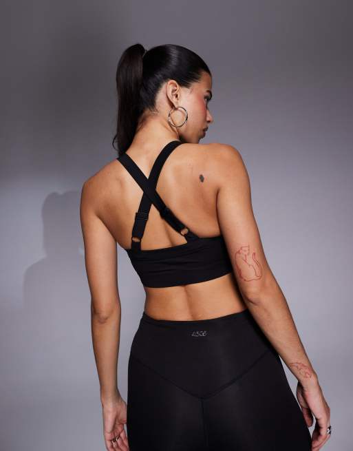 4505 - Icon - Sort sports-BH med medium støtte, firkantet hals og justerbare stropper, 2 af 4