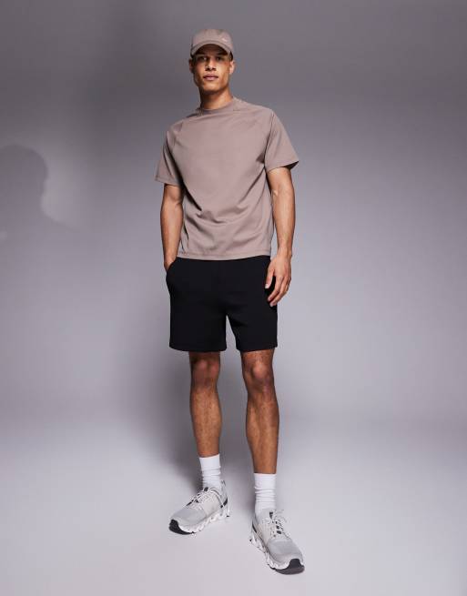 4505 - Icon - Sorte hurtigttørrende 18-cm-træningsshorts i fleece/sweat-stof 
