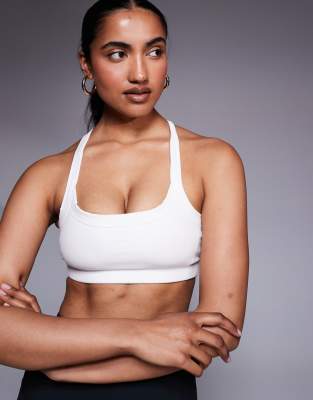 4505 - Icon - Soutien-gorge sport doux maintien modéré à encolure carrée - Blanc