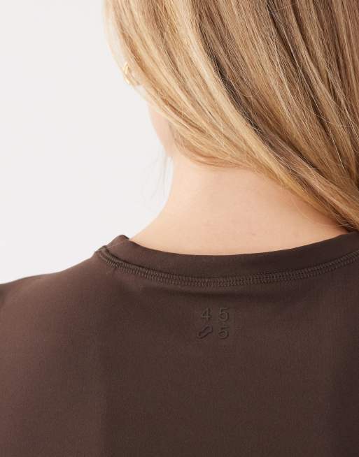 4505 - Icon Studio - T-shirt mini color cioccolato morbida al tatto , 3 di 4