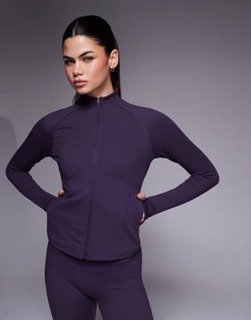 4505 - Icon Studio - Top a maniche lunghe morbido al tatto con zip color mélange