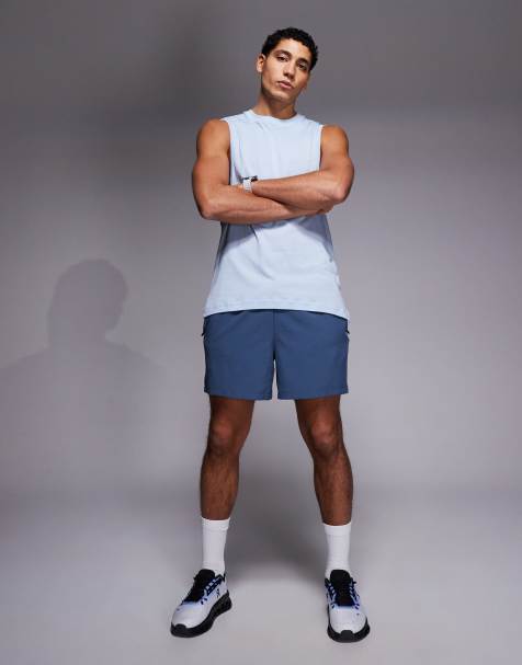 4505 - Icon - Støvet blå 13-cm-træningsshorts med lynlåslommer - view 1