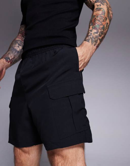 4505 – Icon – Svarta träningsshorts i snabbtorkande material med cargostil, 18cm, 4 av 5