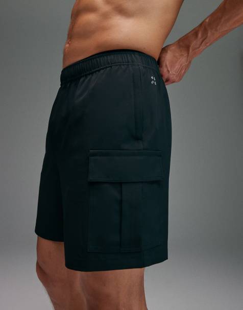 4505 – Icon – Svarta träningsshorts i snabbtorkande material med cargostil och fickor, 7 tum - view 1