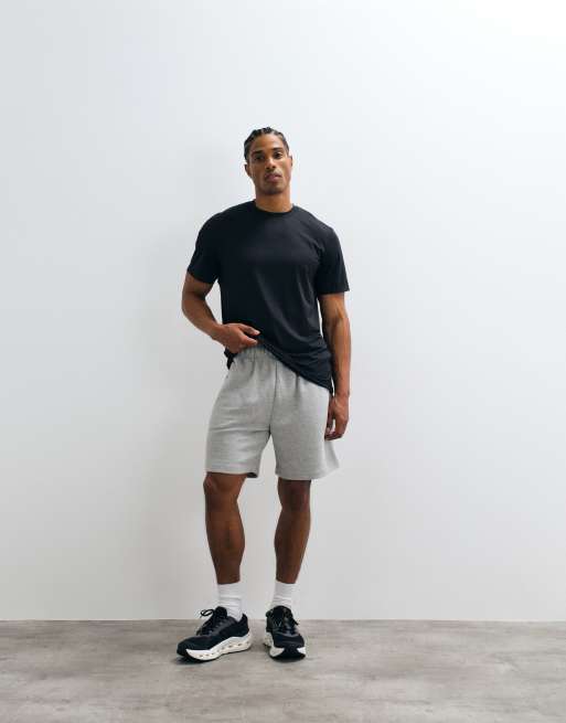4505 – Icon – Sweat-Shorts aus Baumwolle in meliertem Grau mit schnelltrocknendem Finish, 2 von 5