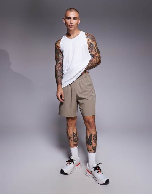 4505 – Icon – Szybkoschnące szarobeżowe szorty o długości 7 cali z kieszeniami zapinanymi na suwak