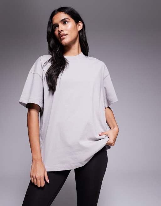 4505 – Icon – Szybkoschnący gruby bawełniany T-shirt o pudełkowym kroju w popielatym kolorze