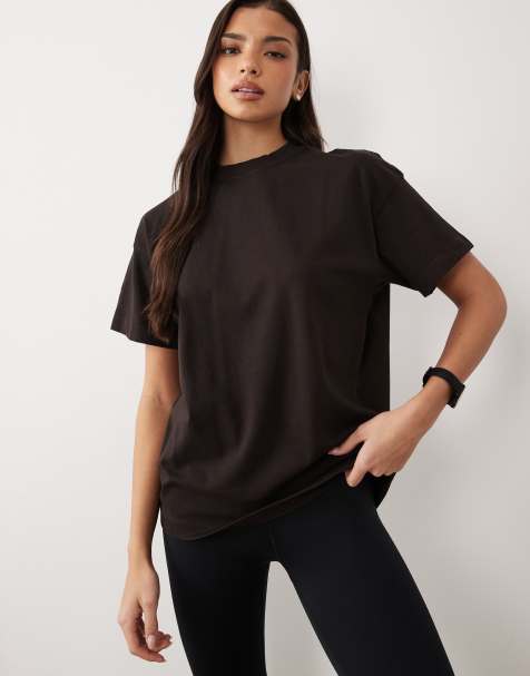 4505 – Icon – Szybkoschnący T-shirt oversize z grubej bawełny w kolorze spranego czekoladowego brązu - view 1