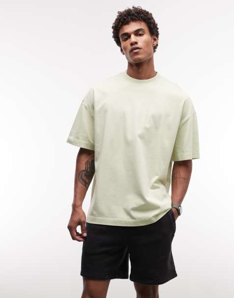 4505 – Icon – Szybkoschnący T-shirt oversize z grubej bawełny w spranym kolorze pistacjowym - view 1