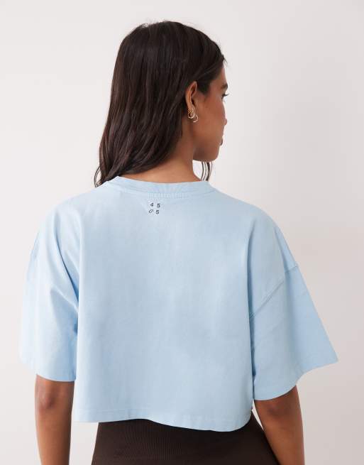 4505 Icon t-shirt court en coton épais avec finition séchage rapide en bleu bébé délavé, 4 de 4
