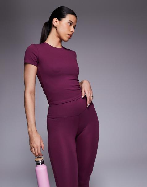 4505 - Icon - T-shirt crop top de yoga en tissu doux - Bordeaux - view 1