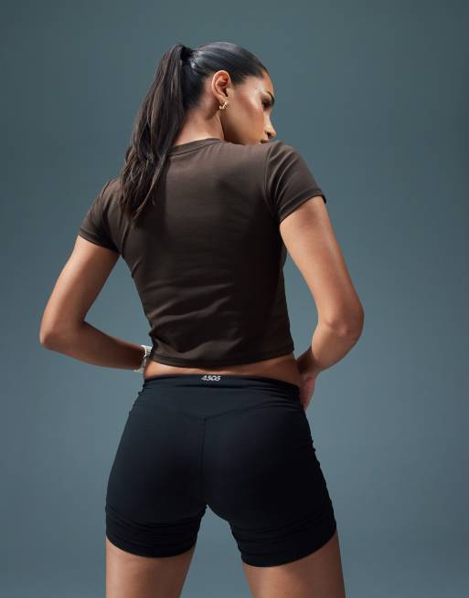4505 - Icon - T-shirt crop top de yoga en tissu doux - Café, 4 de 4
