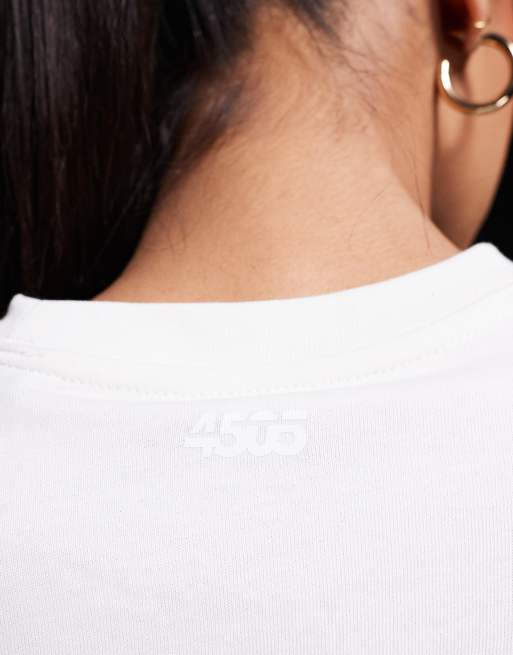4505 - Icon - T-shirt crop top en coton épais à séchage rapide - Blanc cassé , 4 de 4