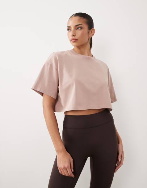 4505 - Icon - T-shirt crop top en coton épais à séchage rapide - Rose délavé - view 1