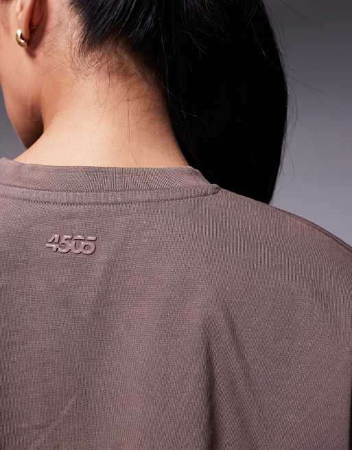 4505 - Icon - T-shirt crop top en coton épais à séchage rapide - Taupe délavé, 3 de 4