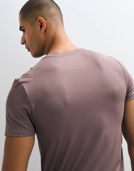 4505 Icon t-shirt da allenamento base layer ad asciugatura rapida muscle fit in marrone tortora, 4 di 5