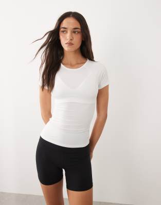 Icon - T-shirt de sport ajusté en tissu à séchage rapide - Blanc 34