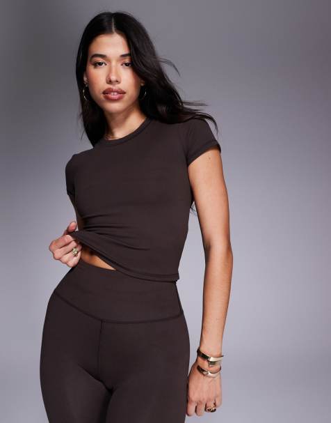 4505 - Icon - T-shirt de sport effet rétréci en tissu doux - Chocolat - view 1