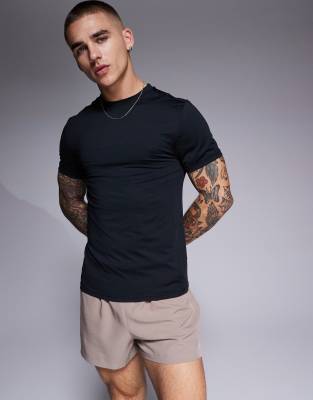 4505 - Icon - T-shirt de sport moulant en tissu à séchage rapide - Noir