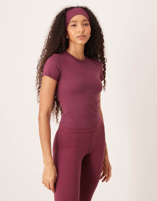 4505 - Icon - T-shirt de yoga effet rétréci en tissu doux - Mûre