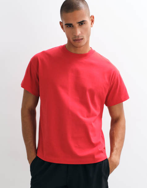 4505 Icon t-shirt in cotone pesante, vestibilità boxy ridotta, con finitura quick dry, rosso scuro - view 1