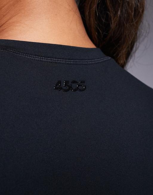 4505 - Icon - T-shirt mini a maniche lunghe nera tecnica morbida al tatto, 3 di 4