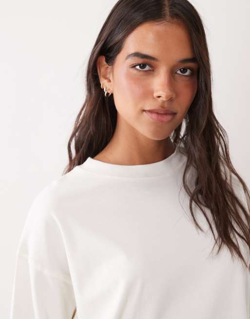 4505 Icon t-shirt oversize à manches longues en coton épais, blanc vintage, 2 de 4