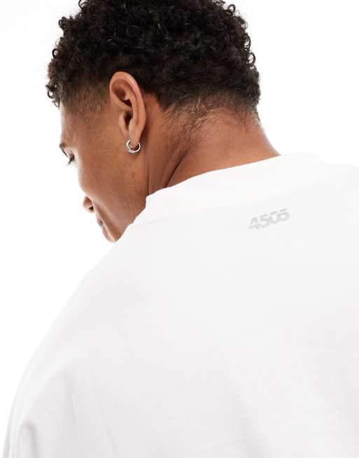 4505 - Icon - T-shirt oversize coupe carrée en tissu épais à séchage rapide - Blanc, 2 de 4