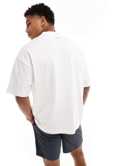 4505 - Icon - T-shirt oversize coupe carrée en tissu épais à séchage rapide - Blanc, 4 de 4