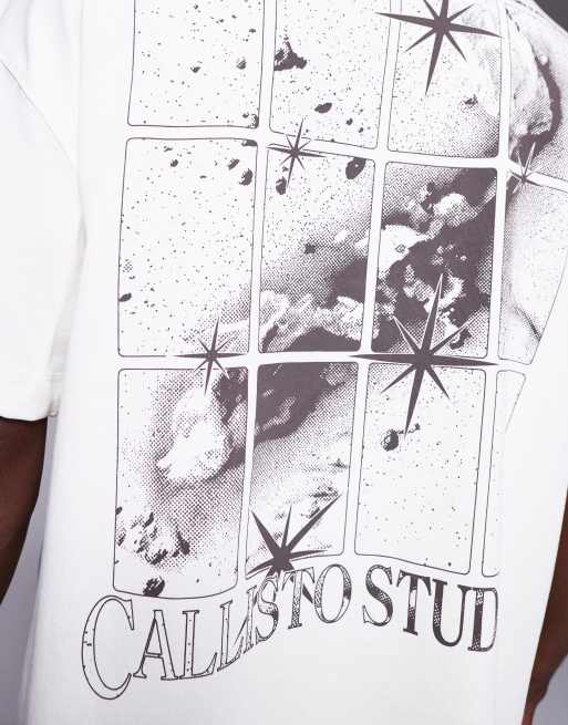 4505 - Icon - T-shirt oversize en coton épais à séchage rapide avec imprimé au dos- Blanc vintage, 3 de 5