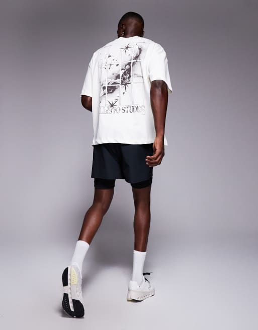 4505 - Icon - T-shirt oversize en coton épais à séchage rapide avec imprimé au dos- Blanc vintage, 4 de 5