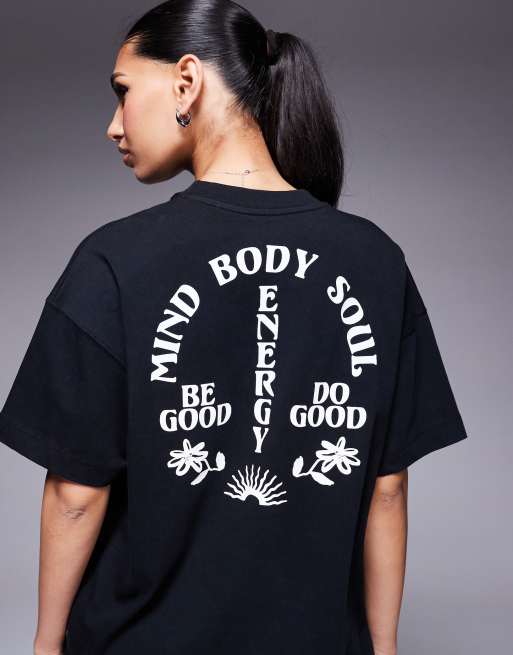 4505 - Icon - T-shirt oversize en coton épais à séchage rapide avec imprimé au dos - Noir délavé, 3 de 4