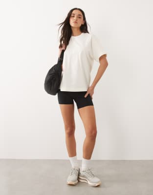 Icon - T-shirt oversize en coton épais à séchage rapide - Blanc cassé 42