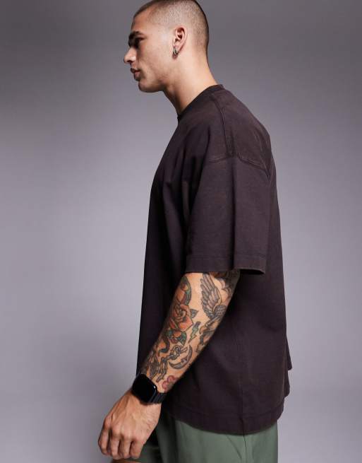 4505 - Icon - T-shirt oversize en coton épais à séchage rapide - Café délavé, 2 de 5