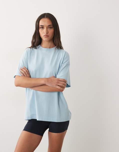 4505 Icon t-shirt oversize en coton épais avec finition à séchage rapide en bleu bébé délavé - view 1