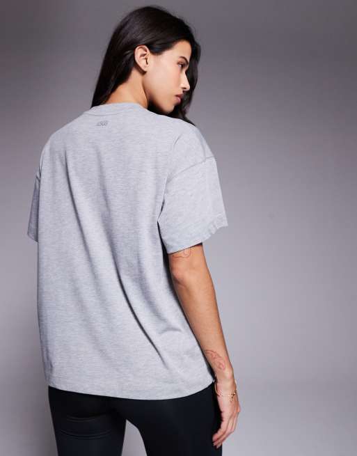 4505 - Icon - T-shirt oversize grigio mélange in cotone pesante con finitura quick dry, 3 di 4