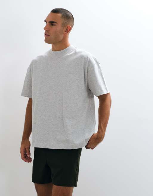 4505 - Icon - T-shirt oversize grigio mélange in cotone pesante con finitura quick dry, 2 di 5